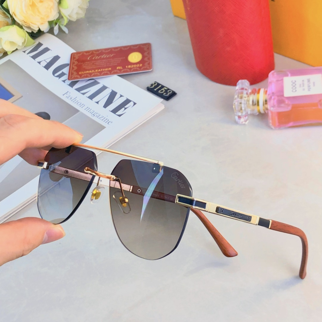 。。Cartie*复古无框男士太阳镜高级感ins高颜值显脸小防晒墨镜UV400防紫外线
