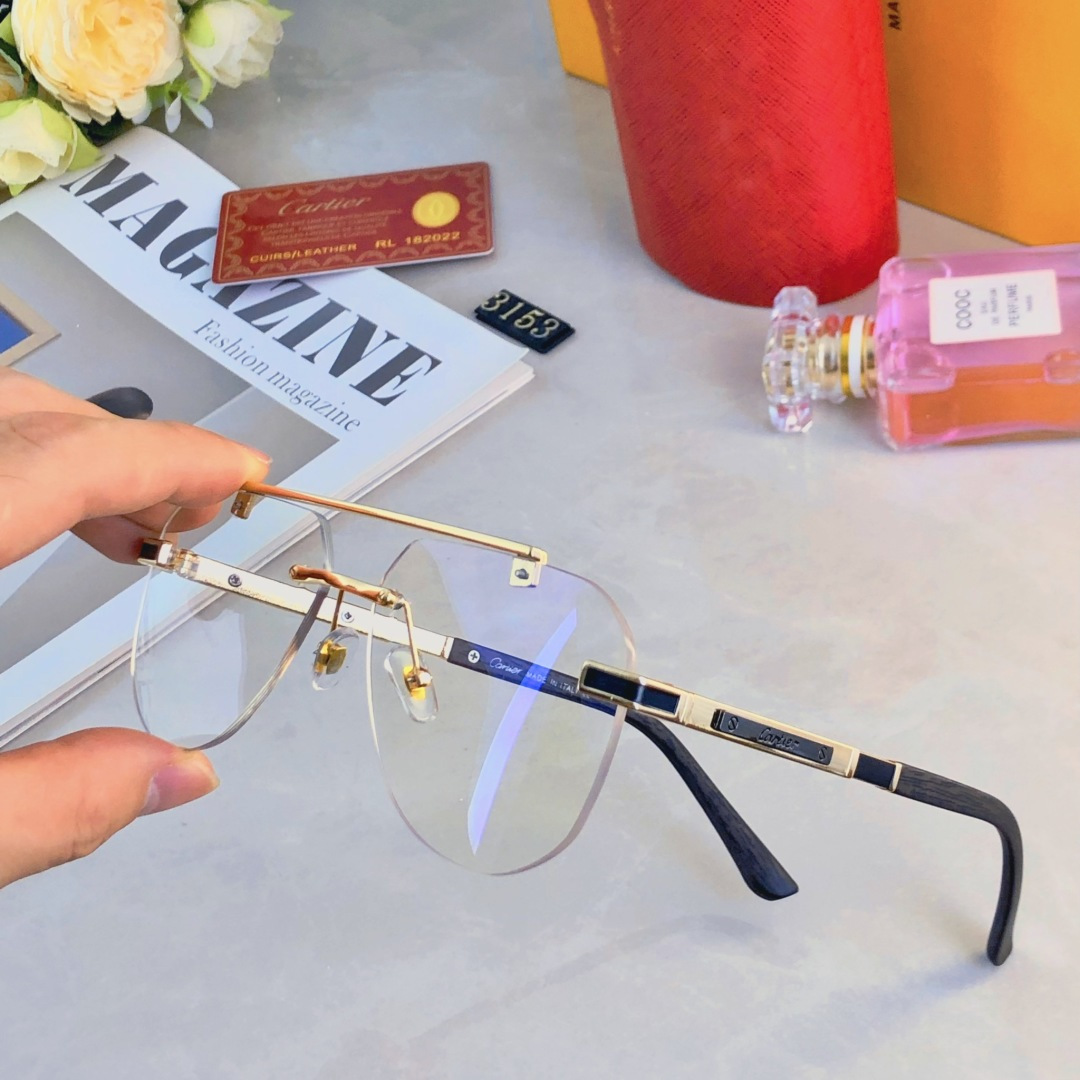 。。Cartie*复古无框男士太阳镜高级感ins高颜值显脸小防晒墨镜UV400防紫外线