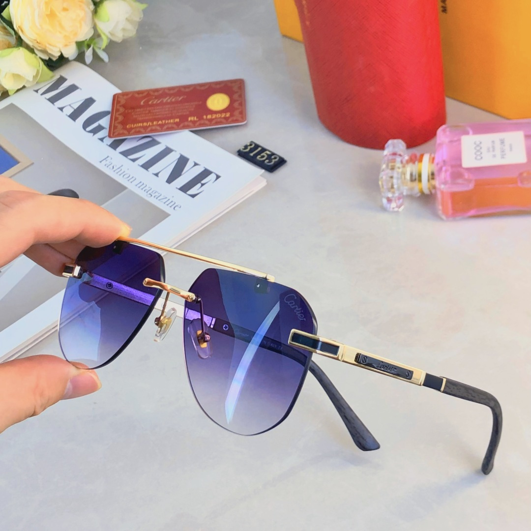 NO:373003,Cartie* retro frameless men's sunglasses high-quality ins high-value face small sun protection sunglasses UV400 UV anti-ultraviolet glasses sunglasses, glasses, cartier19860909Cartie*复古无框男士太阳镜高级感ins高颜值显脸小防晒墨镜UV400防紫外线眼镜墨镜太阳镜,眼镜,cartier,glasses
