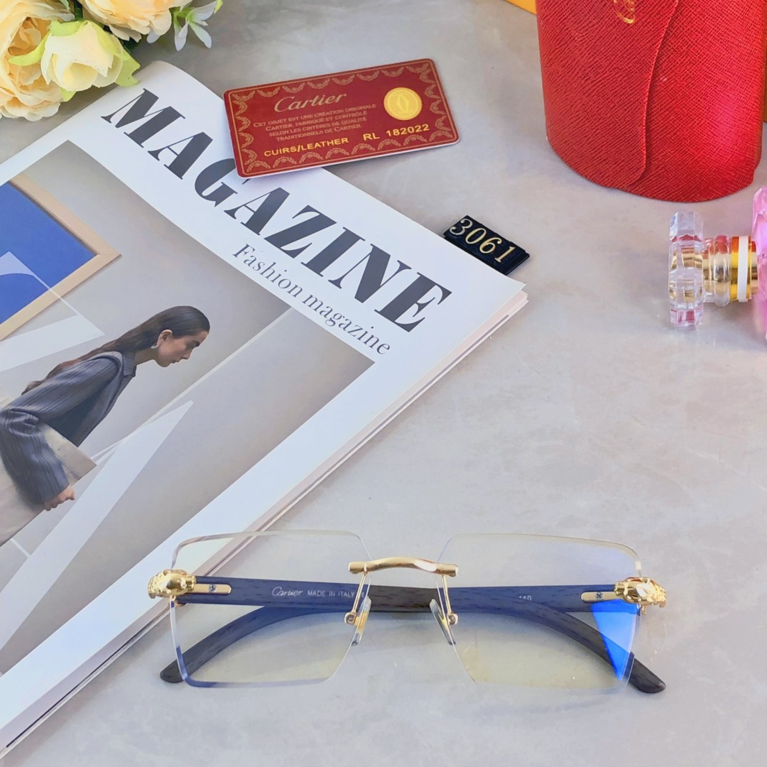 。。Cartie*欧美风个性豹子无框切边眼镜2025新款气质复古感斯文镜框