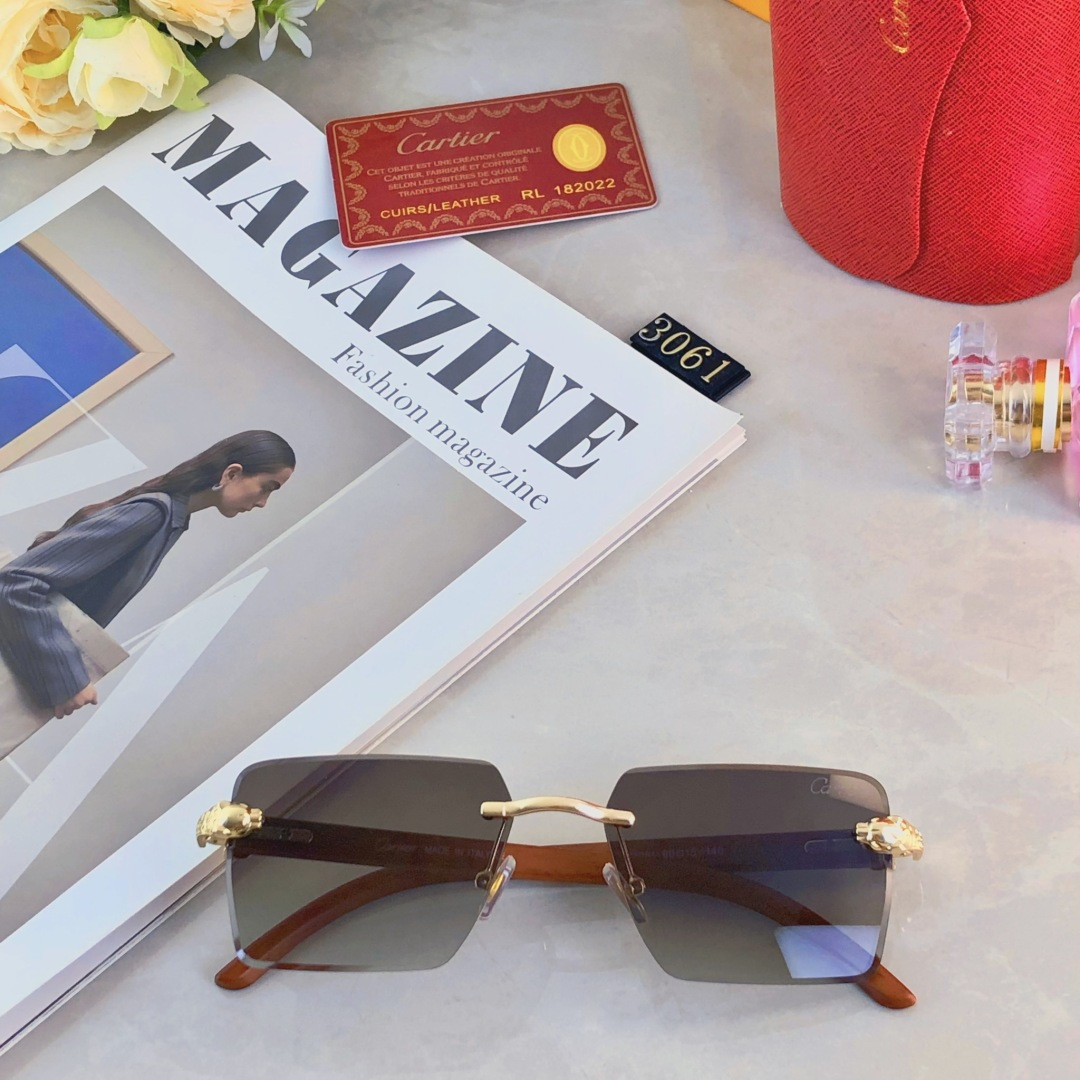 。。Cartie*欧美风个性豹子无框切边眼镜2025新款气质复古感斯文镜框