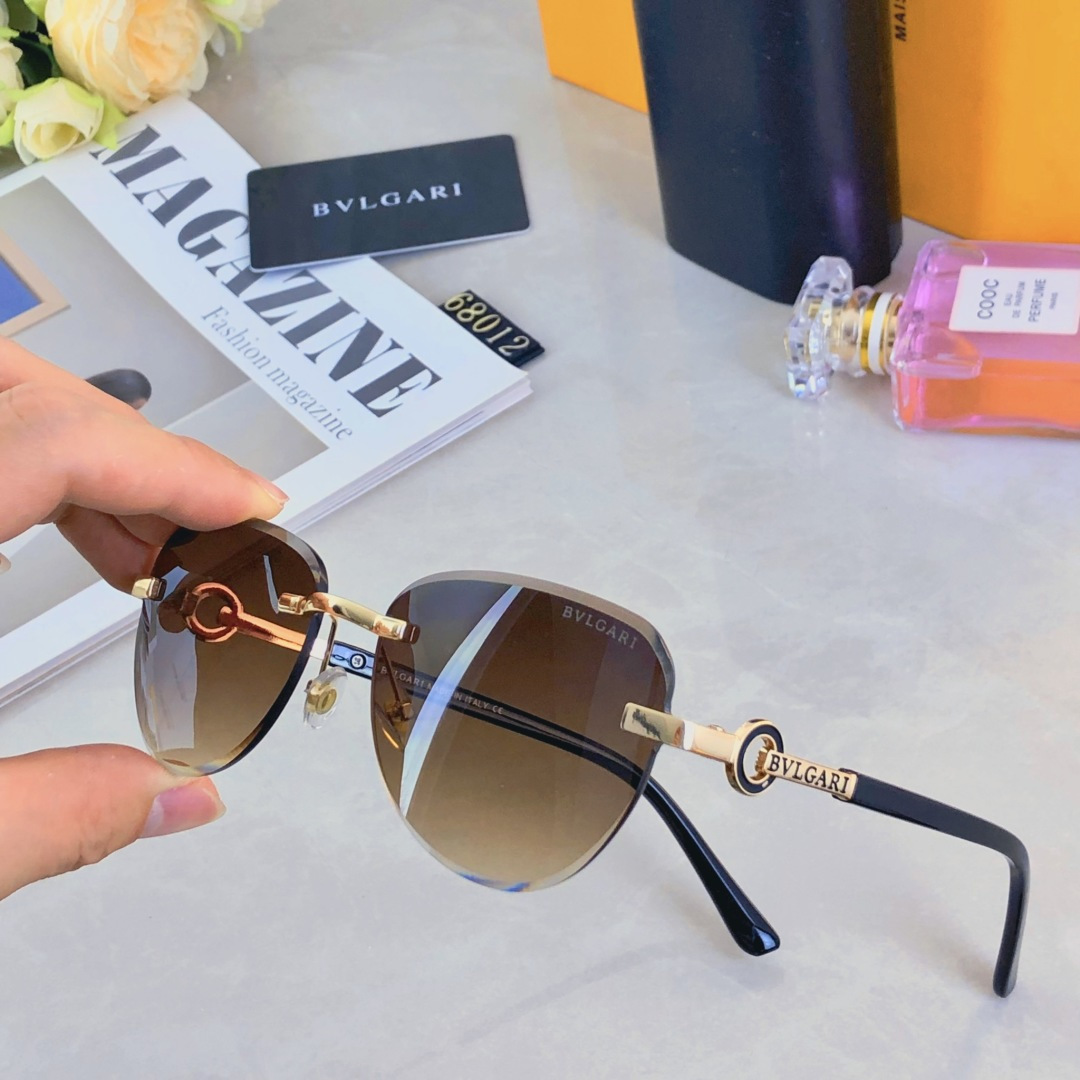 。。BVLGAR*无框切边太阳镜滤镜美颜墨镜大框潮搭时髦网红防紫外线眼镜