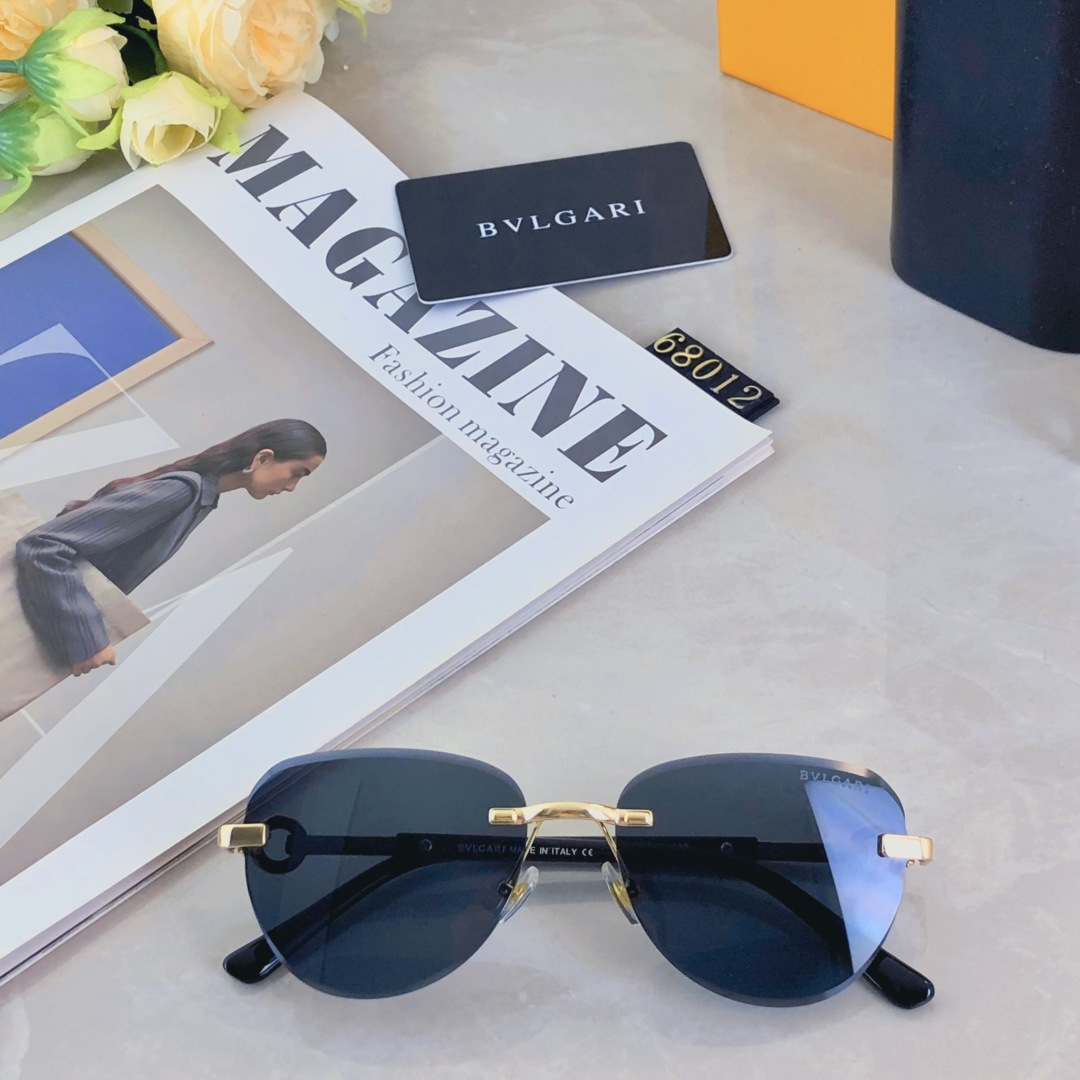 。。BVLGAR*无框切边太阳镜滤镜美颜墨镜大框潮搭时髦网红防紫外线眼镜