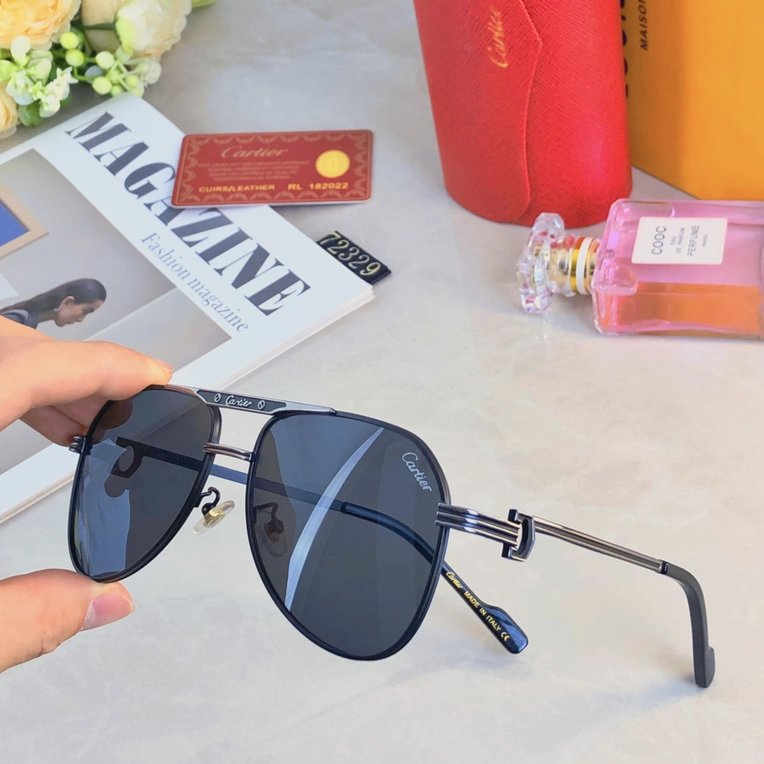 。。Cartie*时尚新款太阳眼镜高品质高质感百搭遮阳潮 大气金属蛤蟆镜