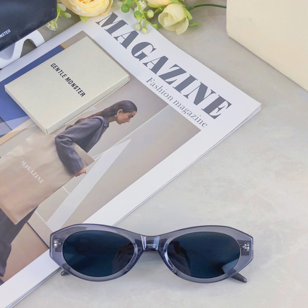 。。新款复古猫眼墨镜女高级感圆脸显脸小前卫凹造型防紫外线太阳镜