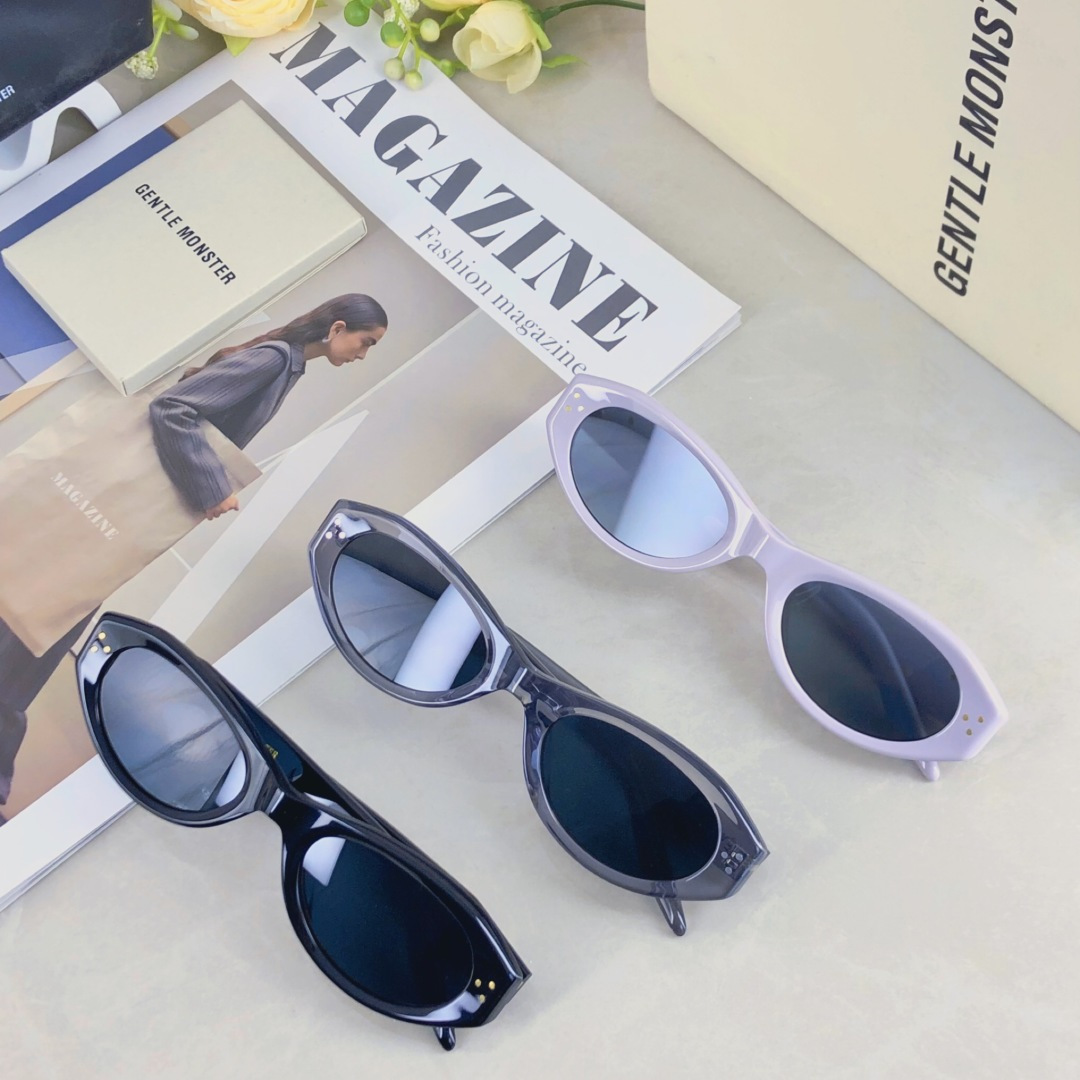 。。新款复古猫眼墨镜女高级感圆脸显脸小前卫凹造型防紫外线太阳镜