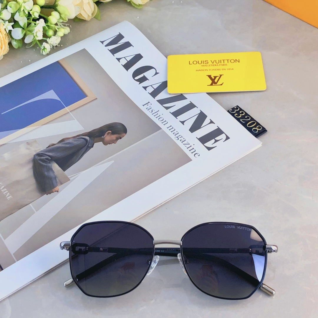 。。Louis vuitto*新款高级感偏光太阳镜女素颜ins风遮阳防晒墨镜潮款金属太阳眼镜