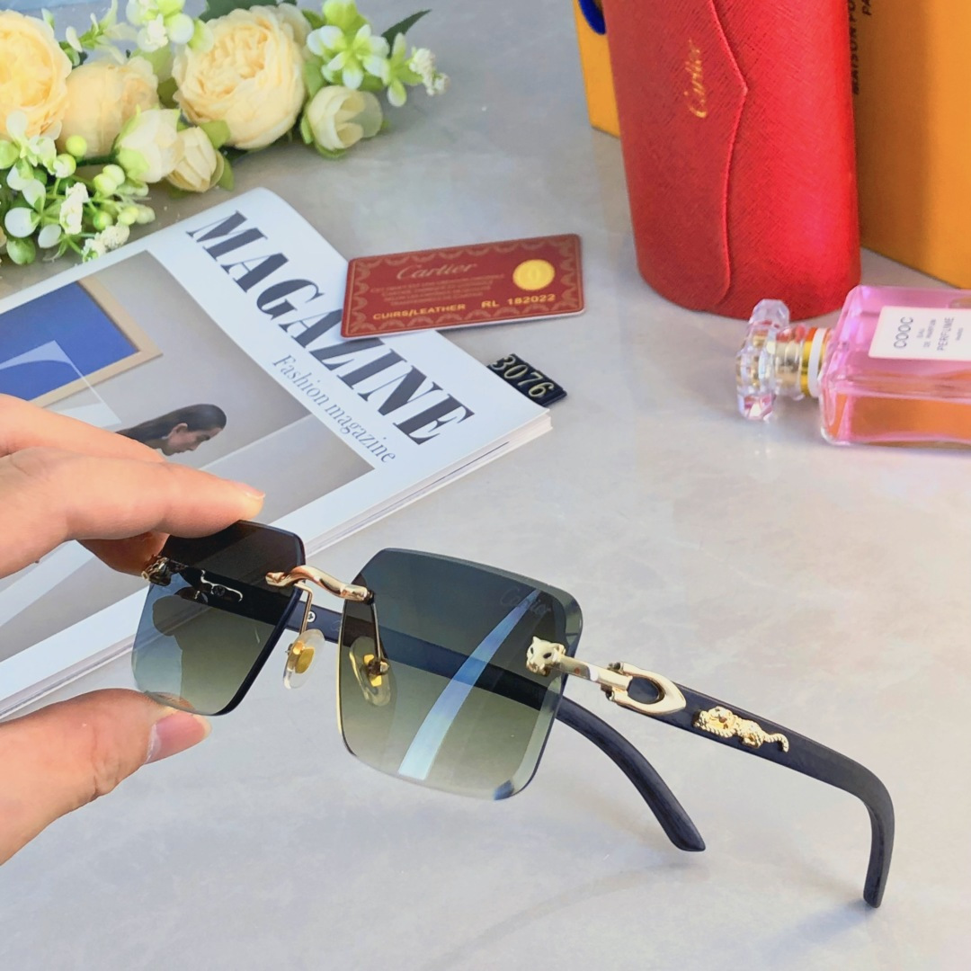 NO:373043,Cartie's newest leopard head sunglasses European and American frameless trendy street photography sunglasses versatile square frame sunglasses glasses sunglasses sunglasses, glasses, cartier19860909Cartie*新款豹子头太阳镜 欧美无框潮流街拍墨镜百搭方框太阳眼镜眼镜墨镜太阳镜,眼镜,cartier,glasses