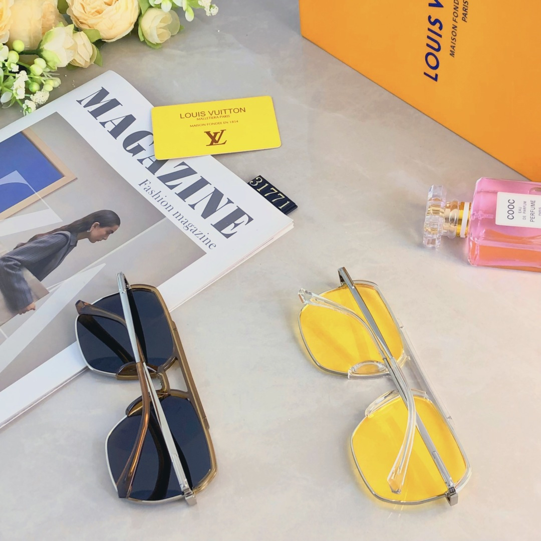 。。Louis vuitto*黄色夜视偏光太阳镜出游旅行防晒墨镜男女大框大脸防紫外线近视潮