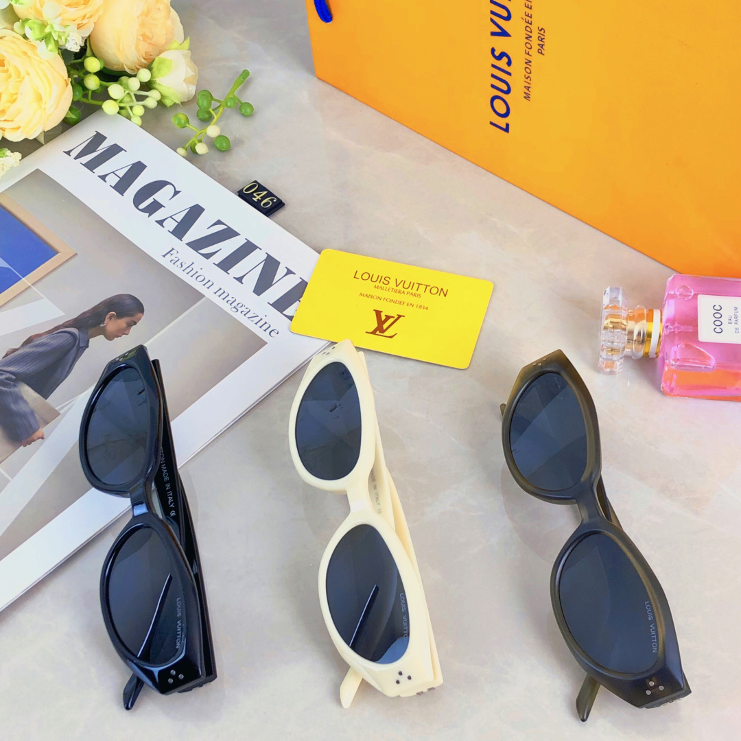 。。Louis vuitto*韩系边框猫眼墨镜女2025新款潮酷高级感防紫外线复古太阳眼镜