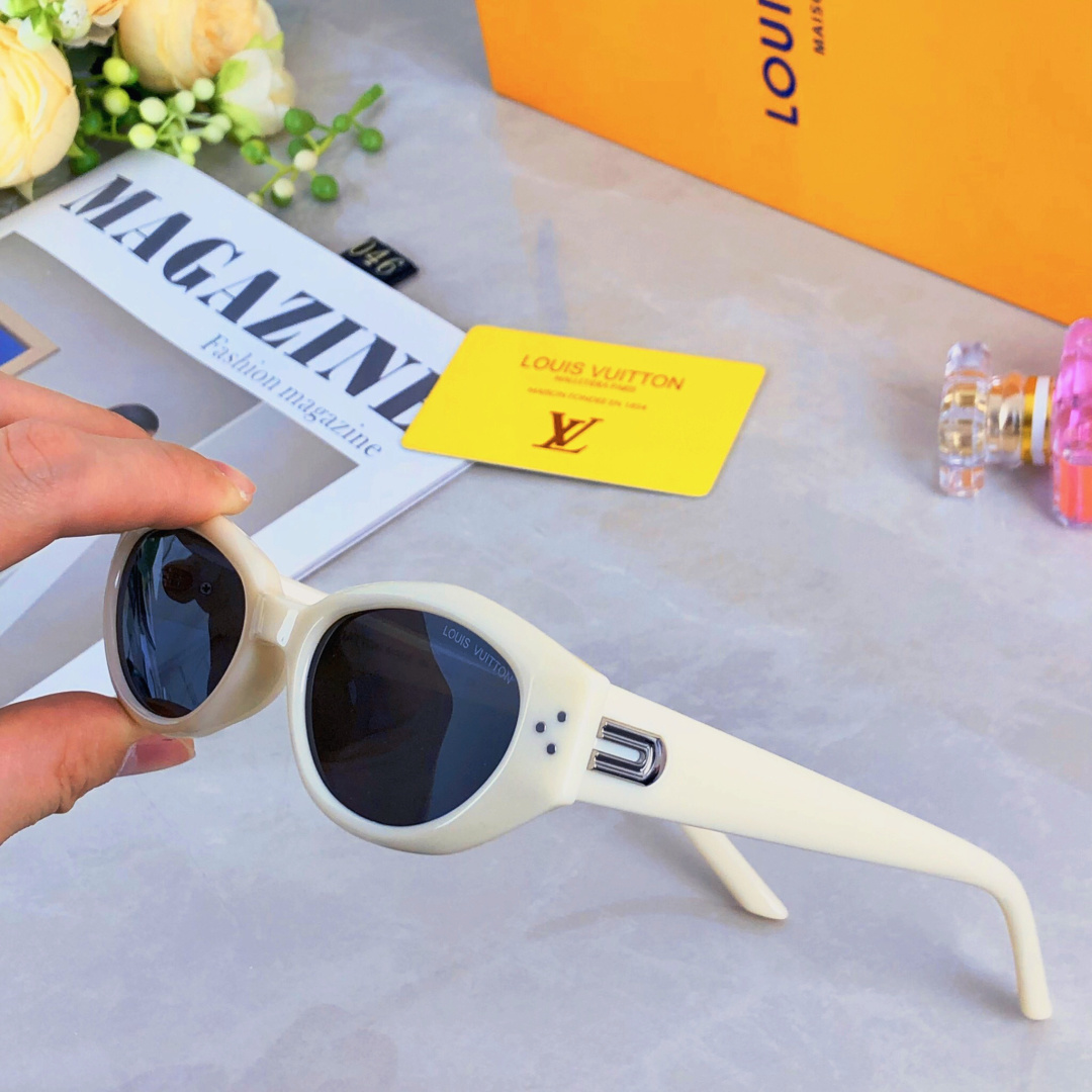 。。Louis vuitto*韩系边框猫眼墨镜女2025新款潮酷高级感防紫外线复古太阳眼镜
