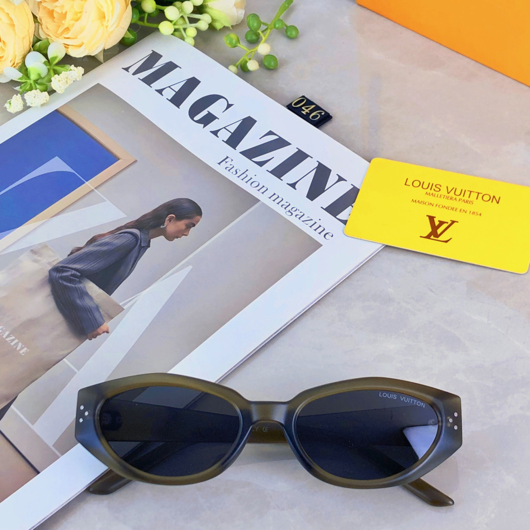 。。Louis vuitto*韩系边框猫眼墨镜女2025新款潮酷高级感防紫外线复古太阳眼镜