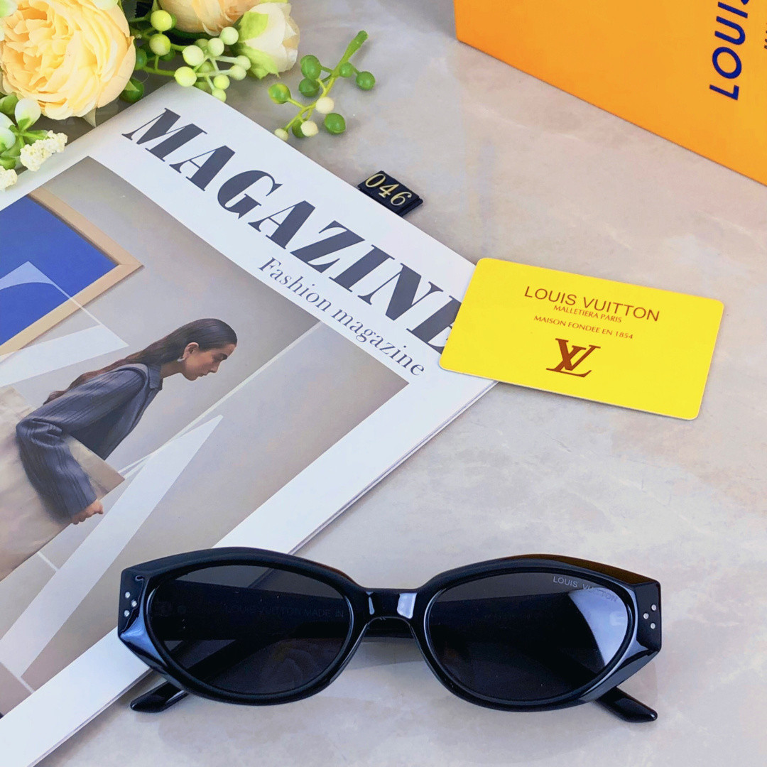 。。Louis vuitto*韩系边框猫眼墨镜女2025新款潮酷高级感防紫外线复古太阳眼镜