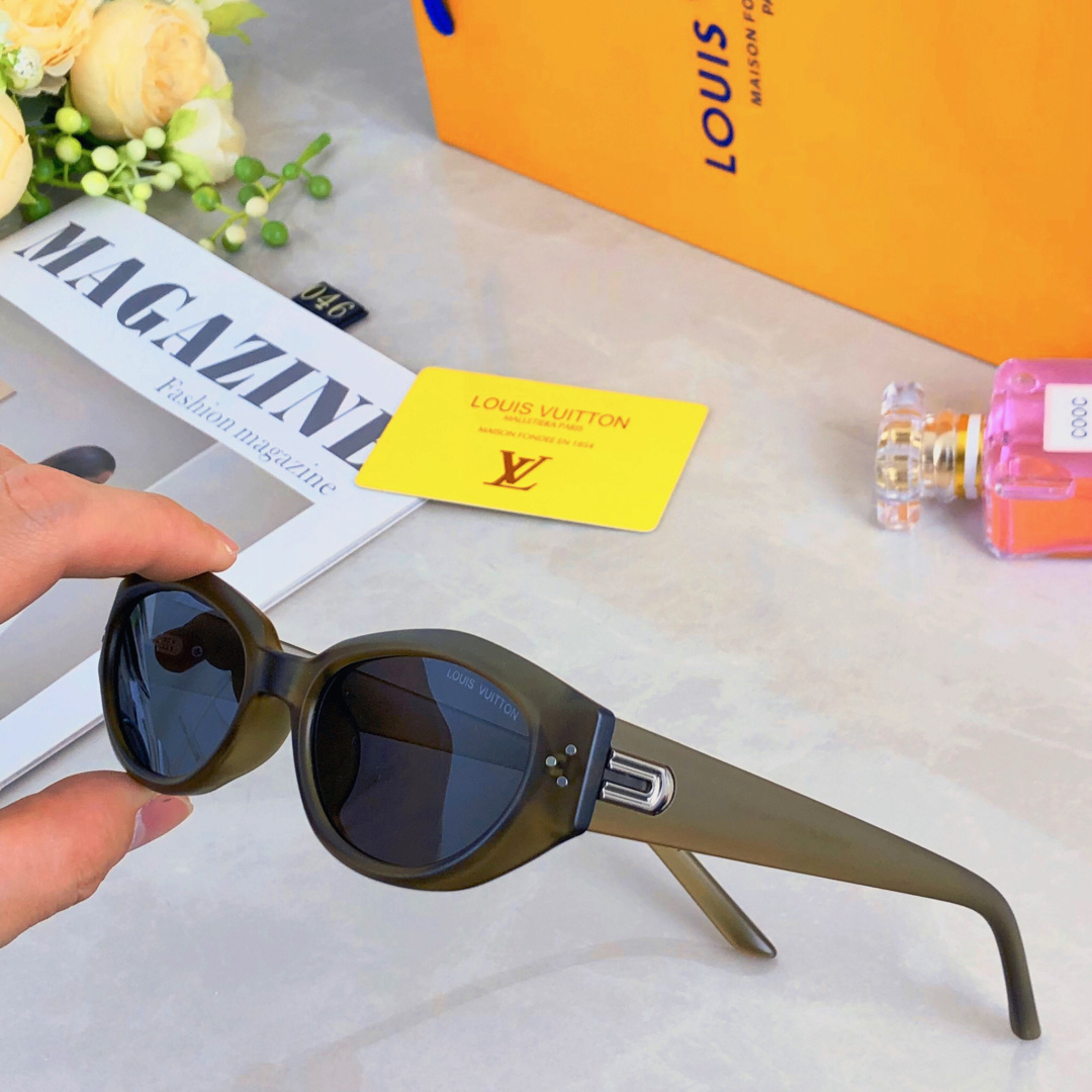。。Louis vuitto*韩系边框猫眼墨镜女2025新款潮酷高级感防紫外线复古太阳眼镜