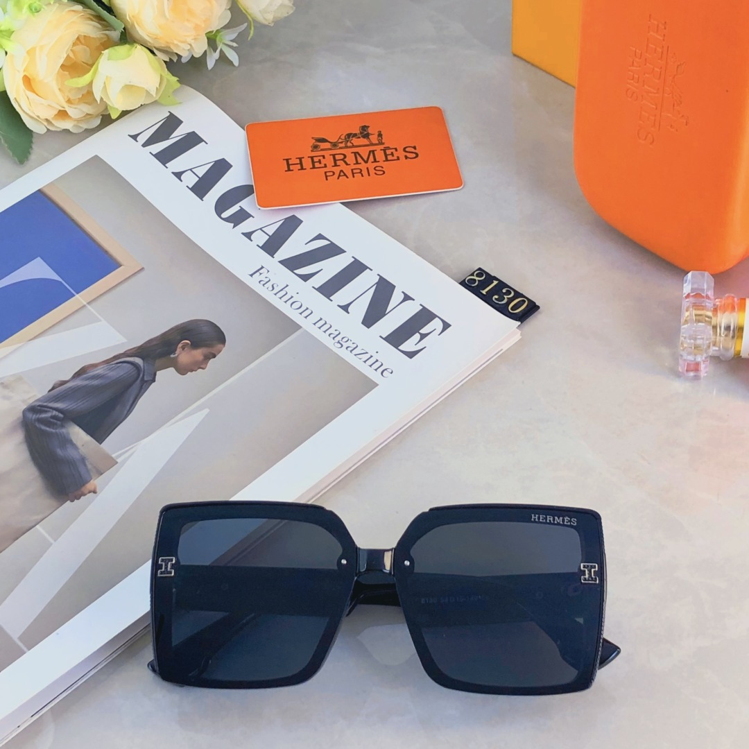 。。Herme*个性潮流气质款经典方框太阳镜 简约时尚开车防晒现代感墨镜