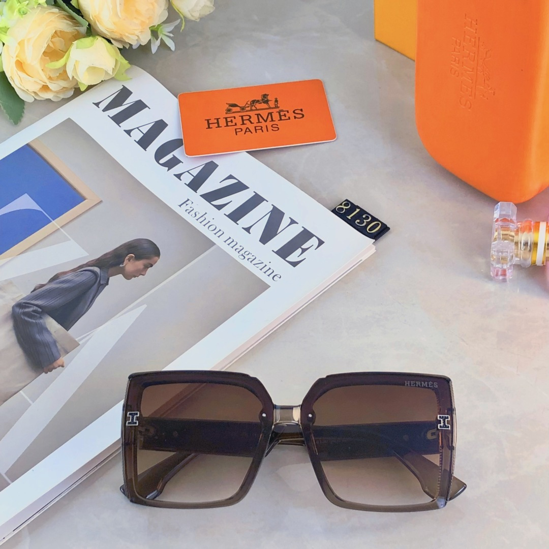 。。Herme*个性潮流气质款经典方框太阳镜 简约时尚开车防晒现代感墨镜