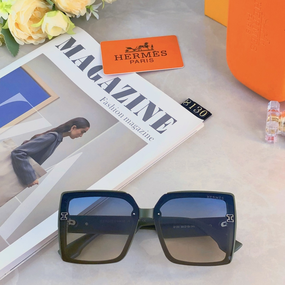 。。Herme*个性潮流气质款经典方框太阳镜 简约时尚开车防晒现代感墨镜