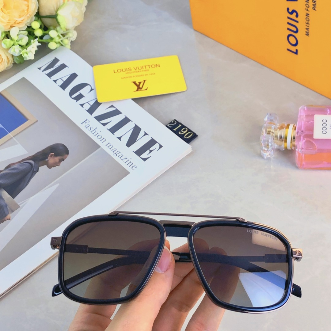 。。Louis vuitto*2025新款欧美风ins网红同款双梁小红书时尚墨镜防紫外线太阳镜潮