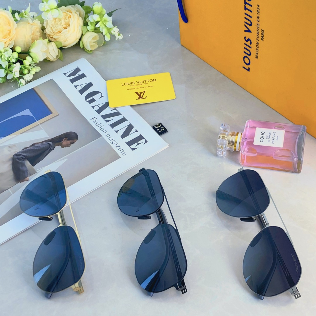 。。Louis vuitto*情侣款复古飞行员太阳镜男女高颜值时尚街拍遮阳防晒墨镜拍照旅游