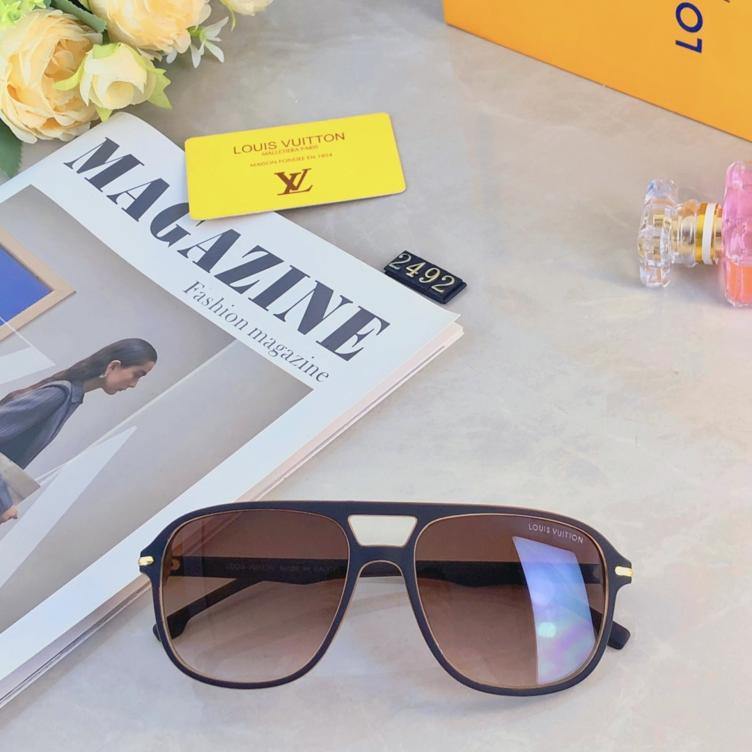 。。Louis vuitto*新款时尚双梁飞行员蛤蟆镜跨境欧美潮流太阳镜驾驶情侣太阳眼镜