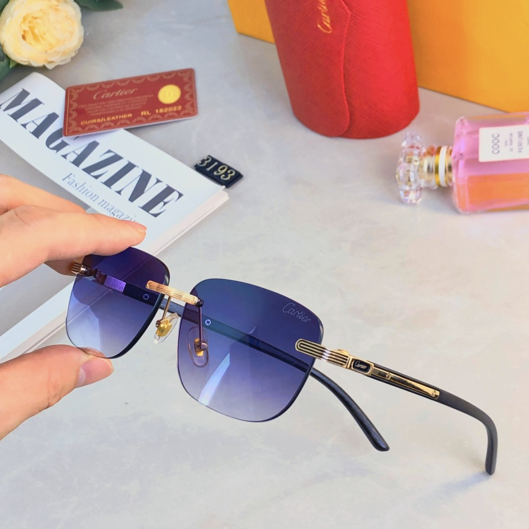 。。Cartie*复古简约痞帅男士墨镜无框防晒太阳眼镜UV400