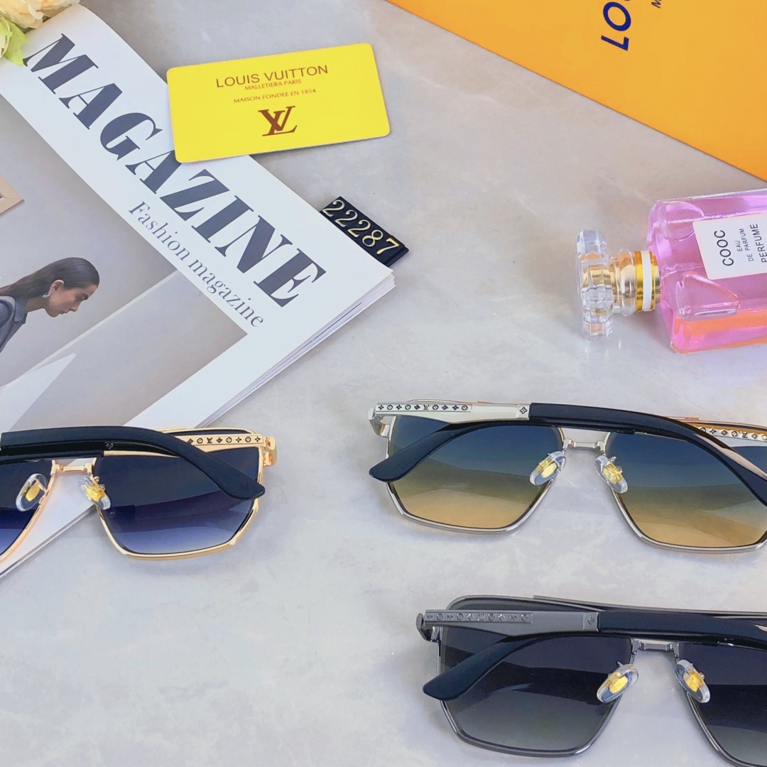 。。Louis vuitto*新款太阳镜欧美爆款金属双梁时尚大框墨镜驾驶开车太阳眼镜