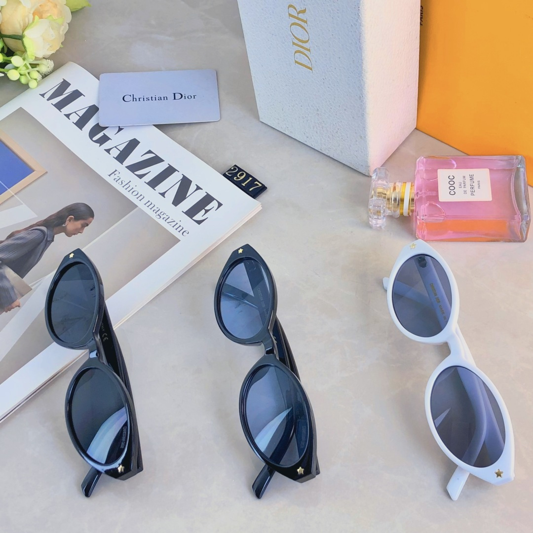 。。Dio*2025新款欧美风椭圆框星星墨镜女街拍高级感显脸小防紫外线太阳镜