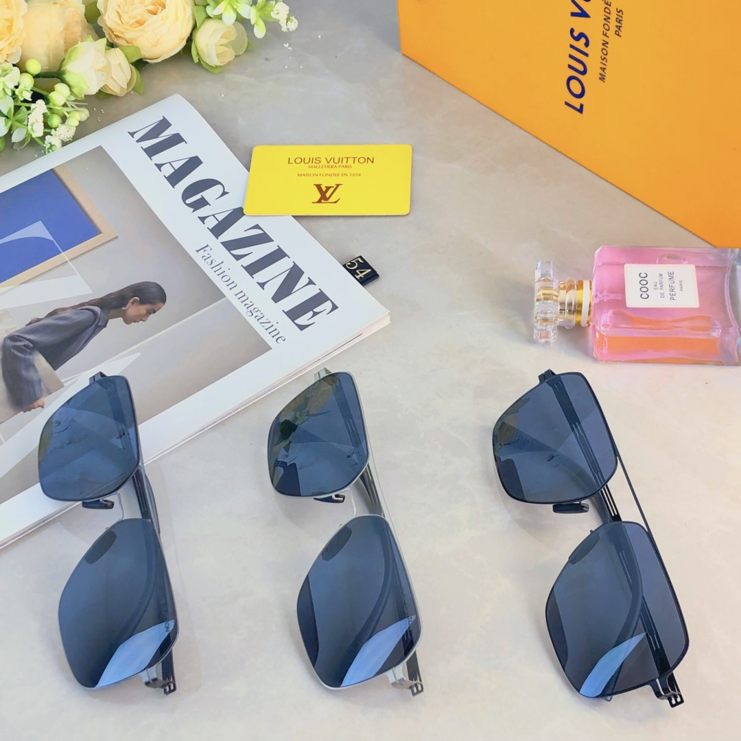 。。Louis vuitto*不锈钢双梁无螺丝男士偏光太阳镜超轻高级感太阳眼镜遮阳大框墨镜