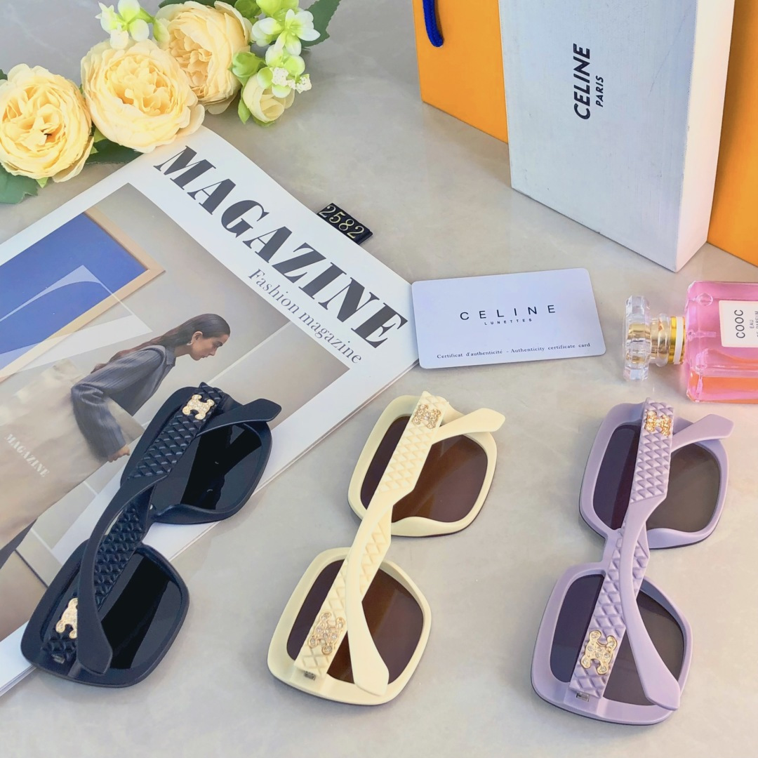 。。Celin*时尚偏光太阳镜新款细闪太阳镜女时尚潮流气质百搭遮阳墨镜