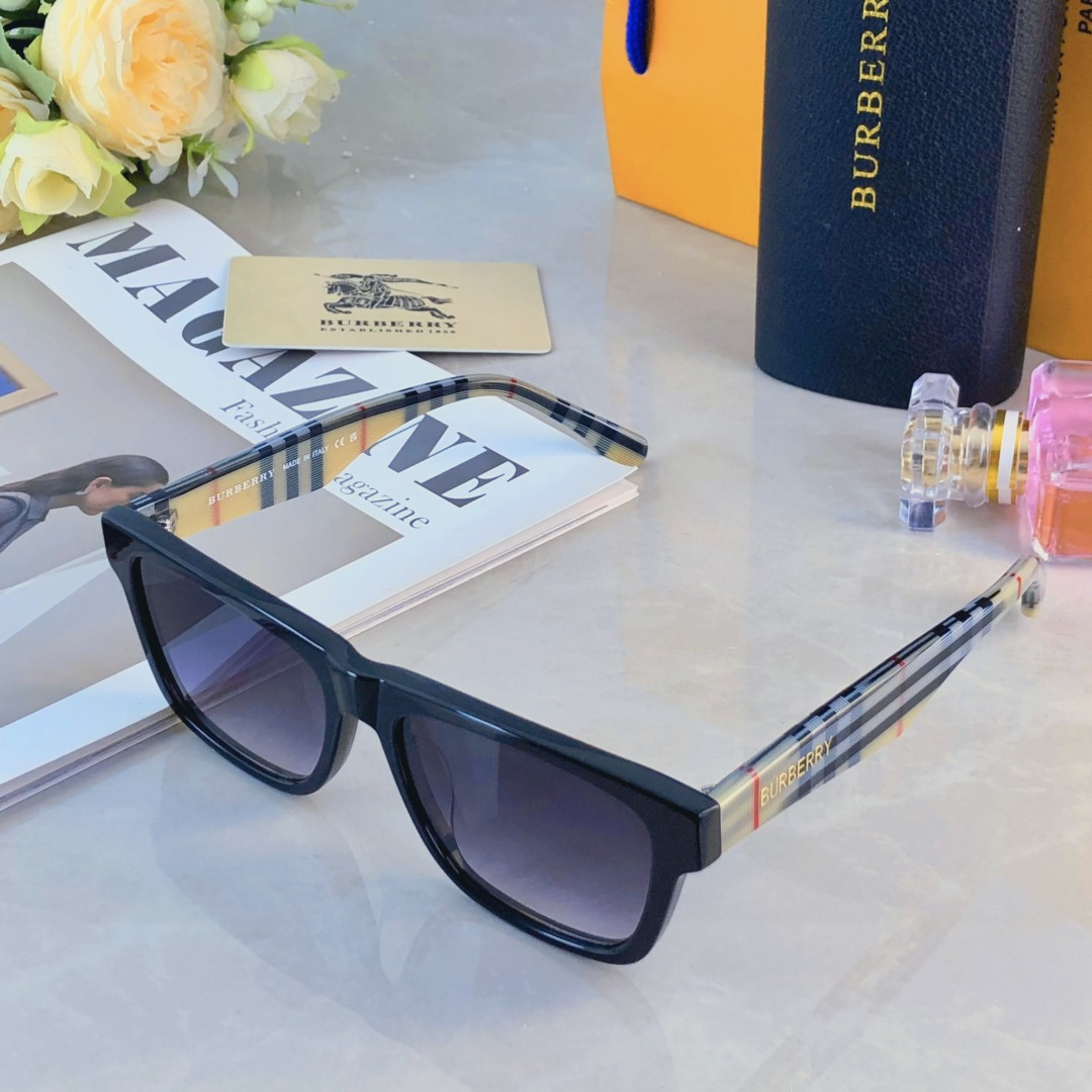 。。Burberr*高级感ins欧美复古猫眼板材太阳眼镜王嘉尔同款2025新墨镜