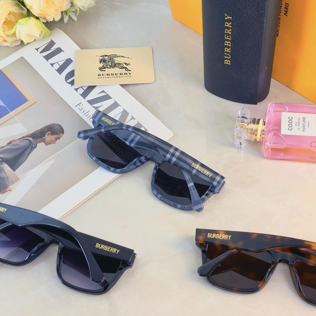 。。Burberr*高级感ins欧美复古猫眼板材太阳眼镜王嘉尔同款2025新墨镜