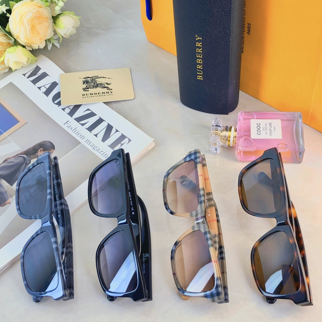 。。Burberr*高级感ins欧美复古猫眼板材太阳眼镜王嘉尔同款2025新墨镜
