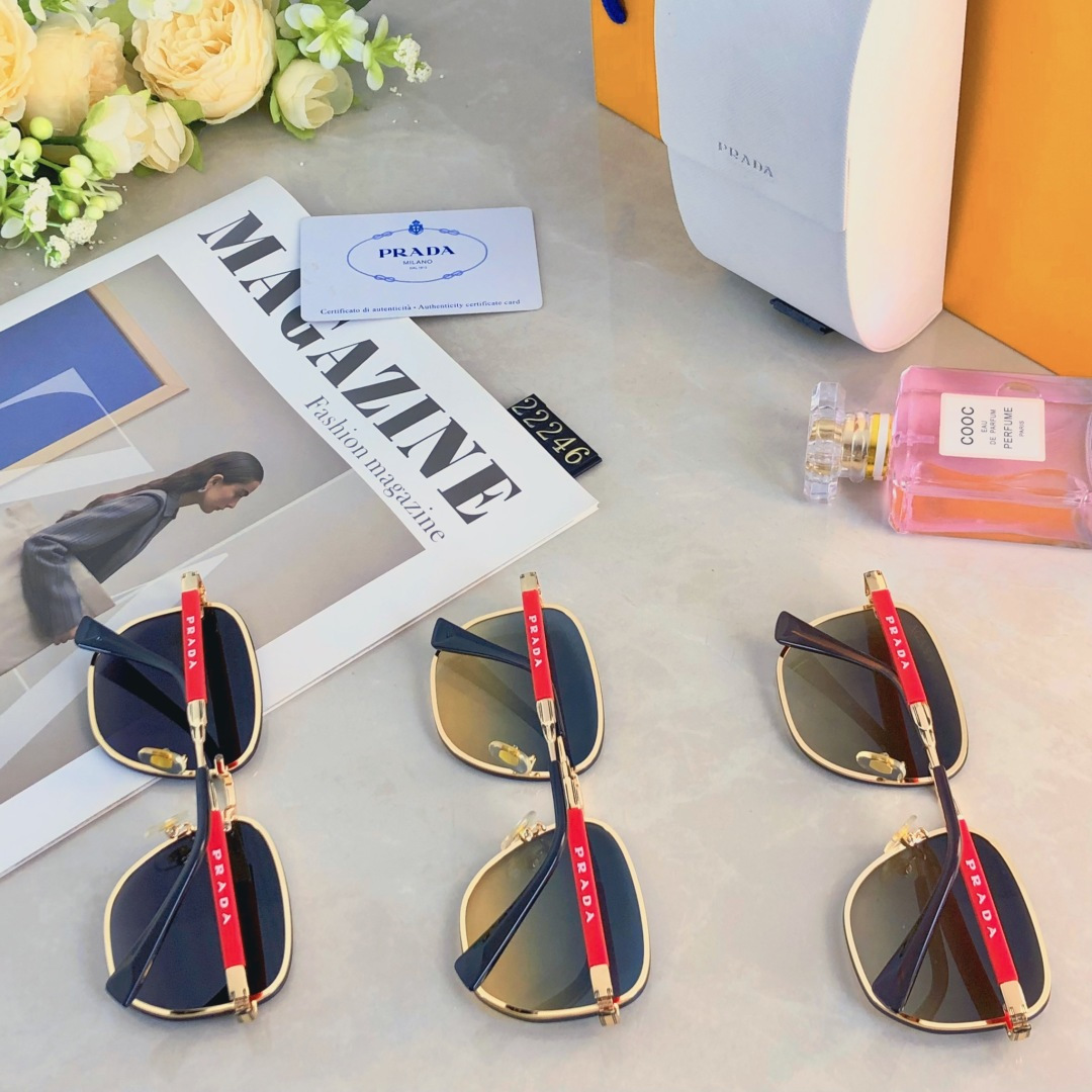 。。Prad*专柜同款 新款户外出游防晒防紫外线太阳镜个性百搭休闲显脸小