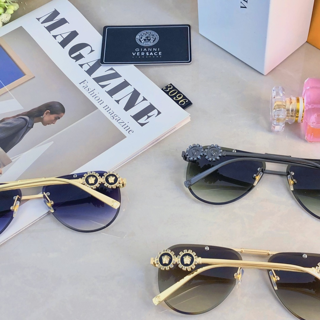 。。Versac*2025时尚新款蛤蟆墨镜复古素颜百搭男女太阳镜防紫外线眼镜