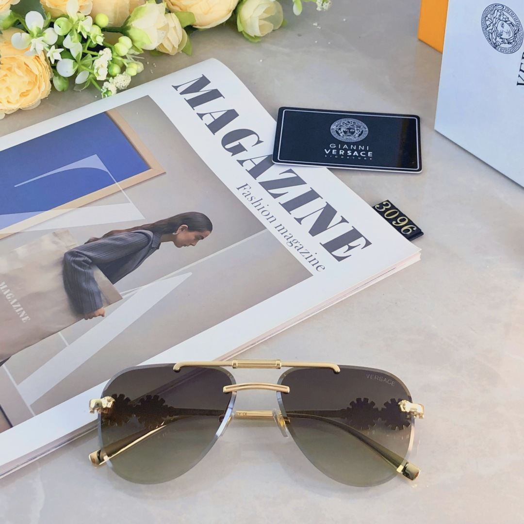 。。Versac*2025时尚新款蛤蟆墨镜复古素颜百搭男女太阳镜防紫外线眼镜