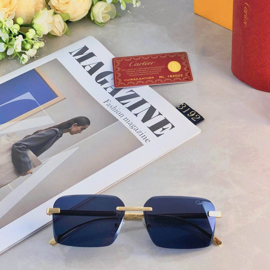 。。Cartie*男士方形无框太阳眼镜网红复古斯文ins高级感渐变墨镜