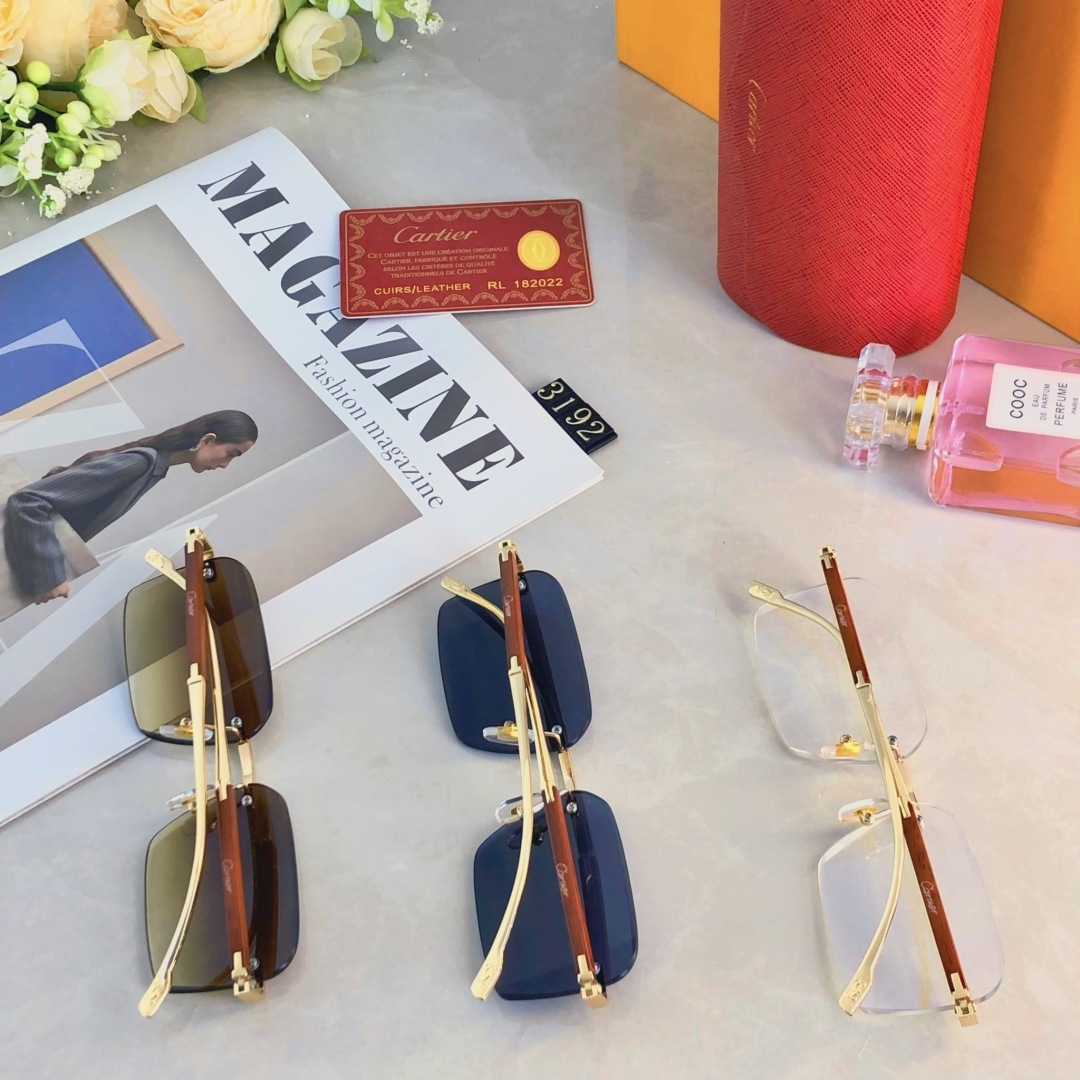 。。Cartie*男士方形无框太阳眼镜网红复古斯文ins高级感渐变墨镜