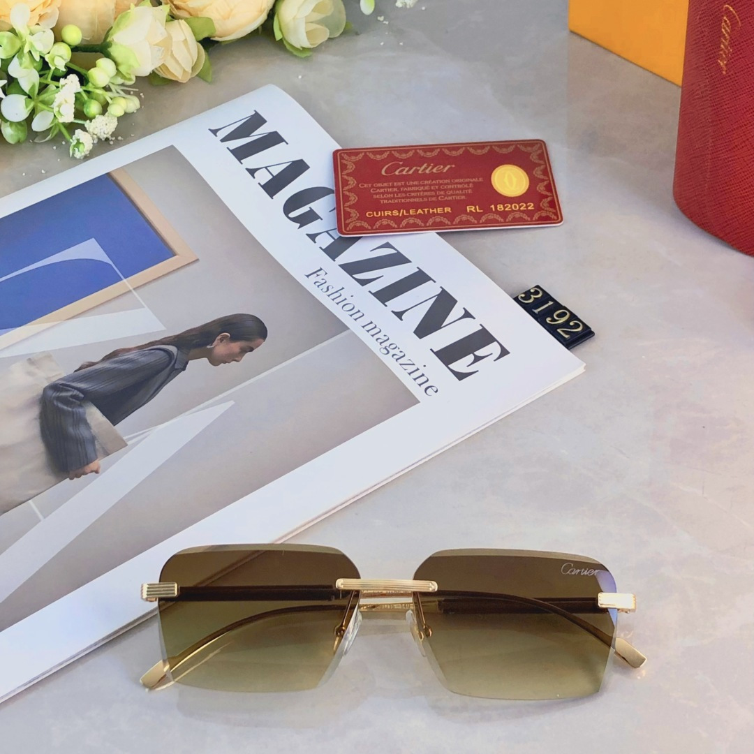 。。Cartie*男士方形无框太阳眼镜网红复古斯文ins高级感渐变墨镜