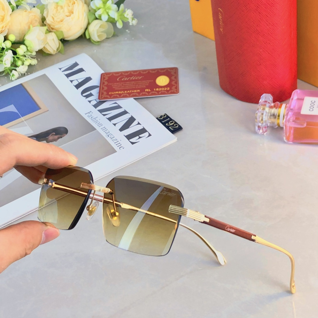 。。Cartie*男士方形无框太阳眼镜网红复古斯文ins高级感渐变墨镜