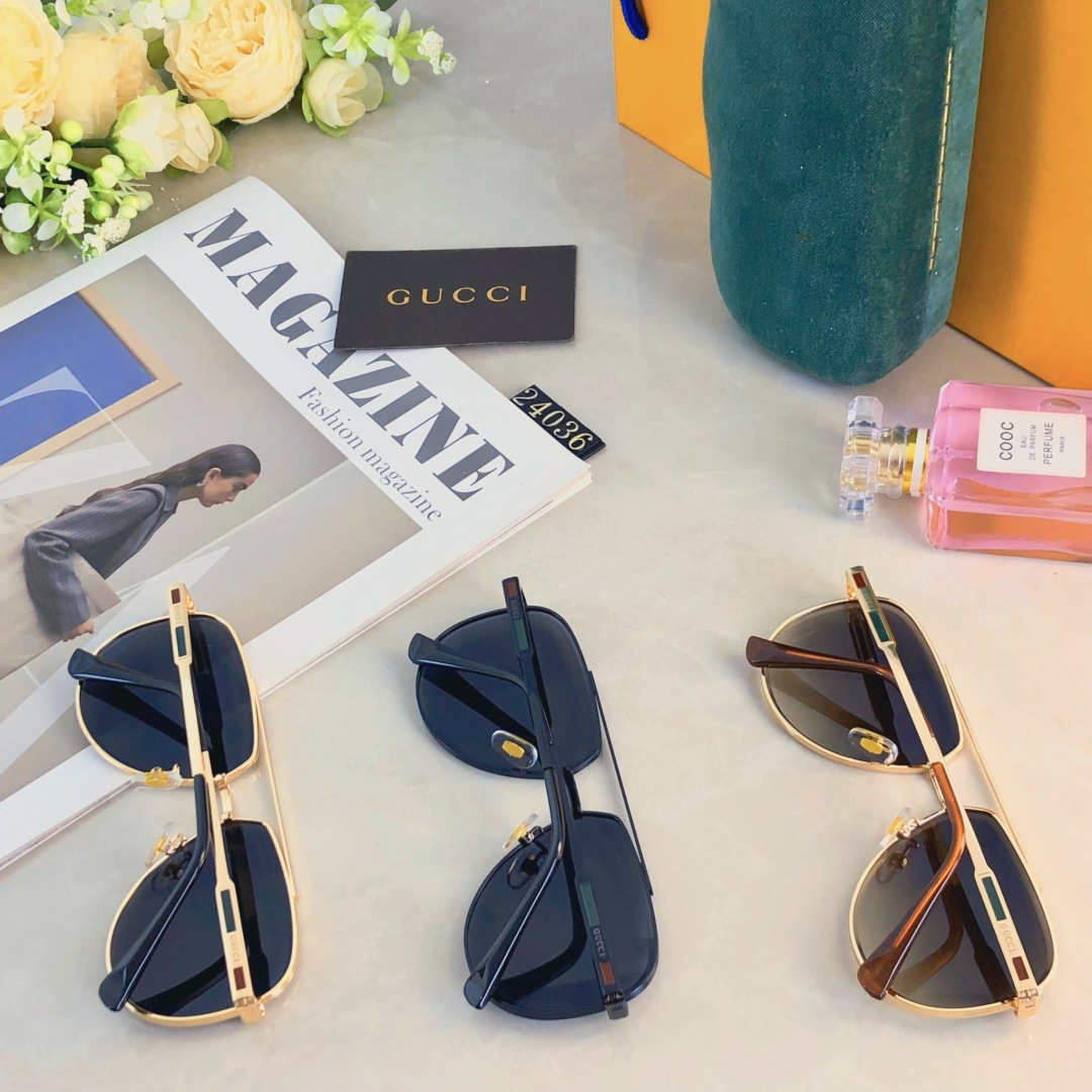 。。Gucc*2025时尚新款蛤蟆墨镜复古素颜百搭男女太阳镜防紫外线眼镜架潮