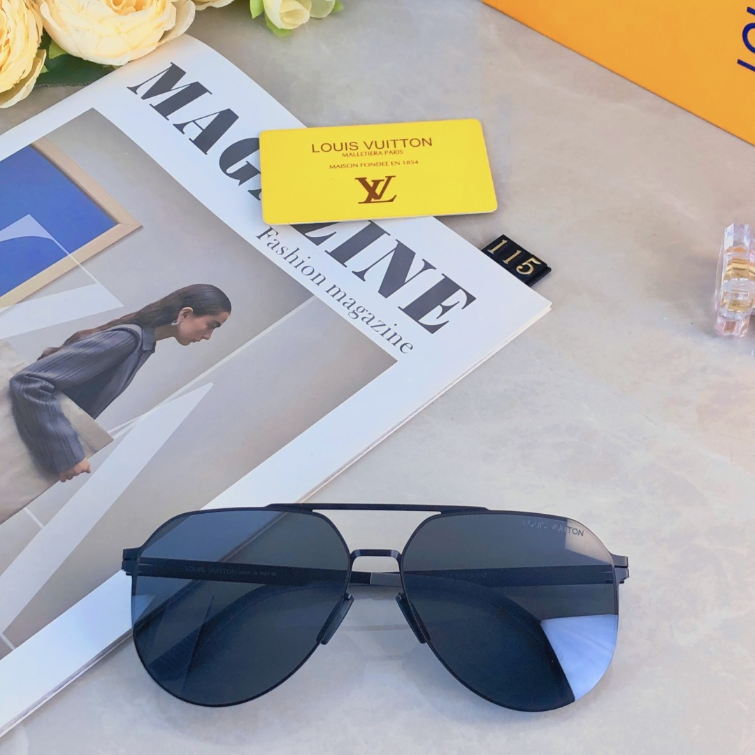 。。Louis vuitto*经典尼龙偏光不锈钢墨镜 复古飞行员墨镜超弹无螺丝蛤蟆镜