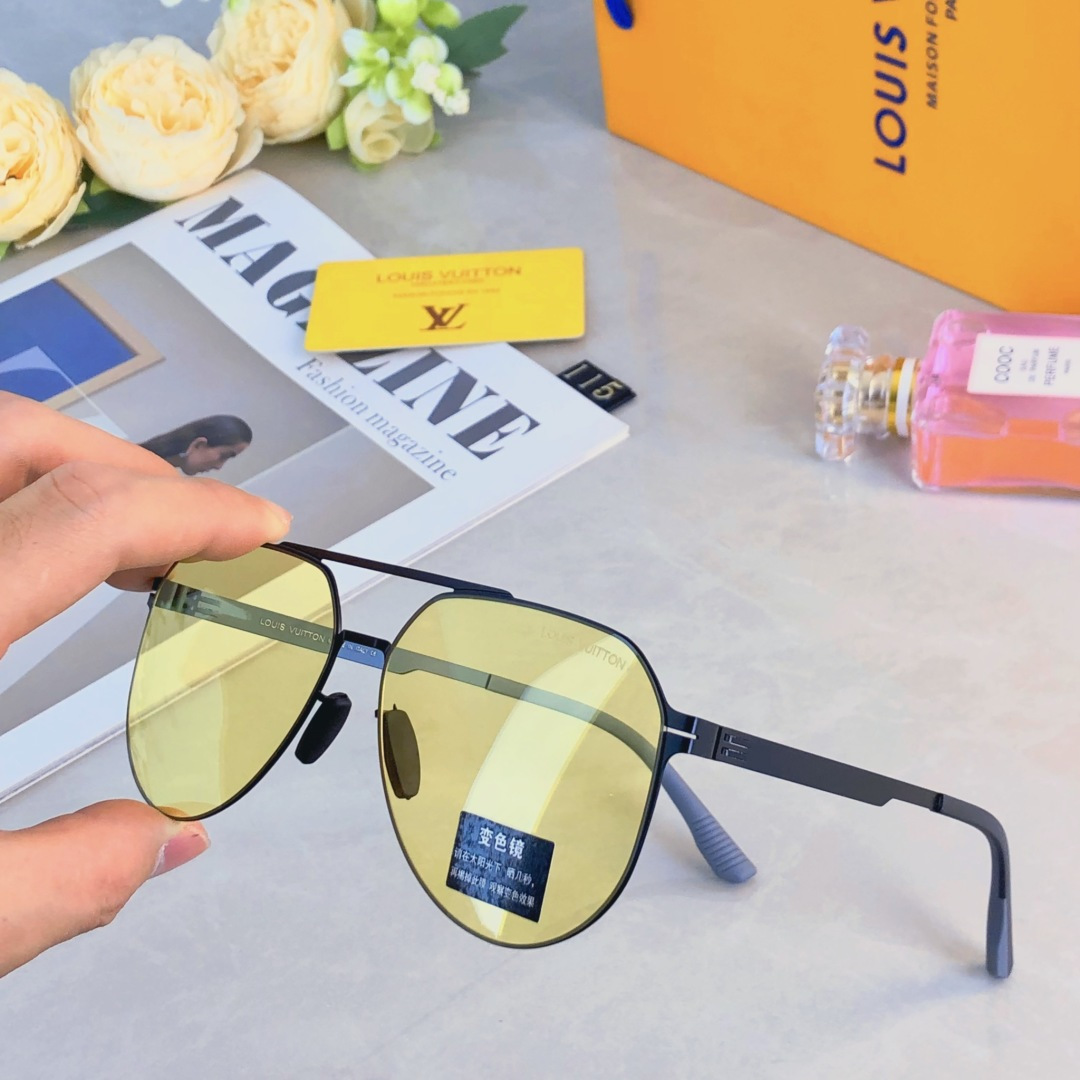 。。Louis vuitto*经典尼龙偏光不锈钢墨镜 复古飞行员墨镜超弹无螺丝蛤蟆镜