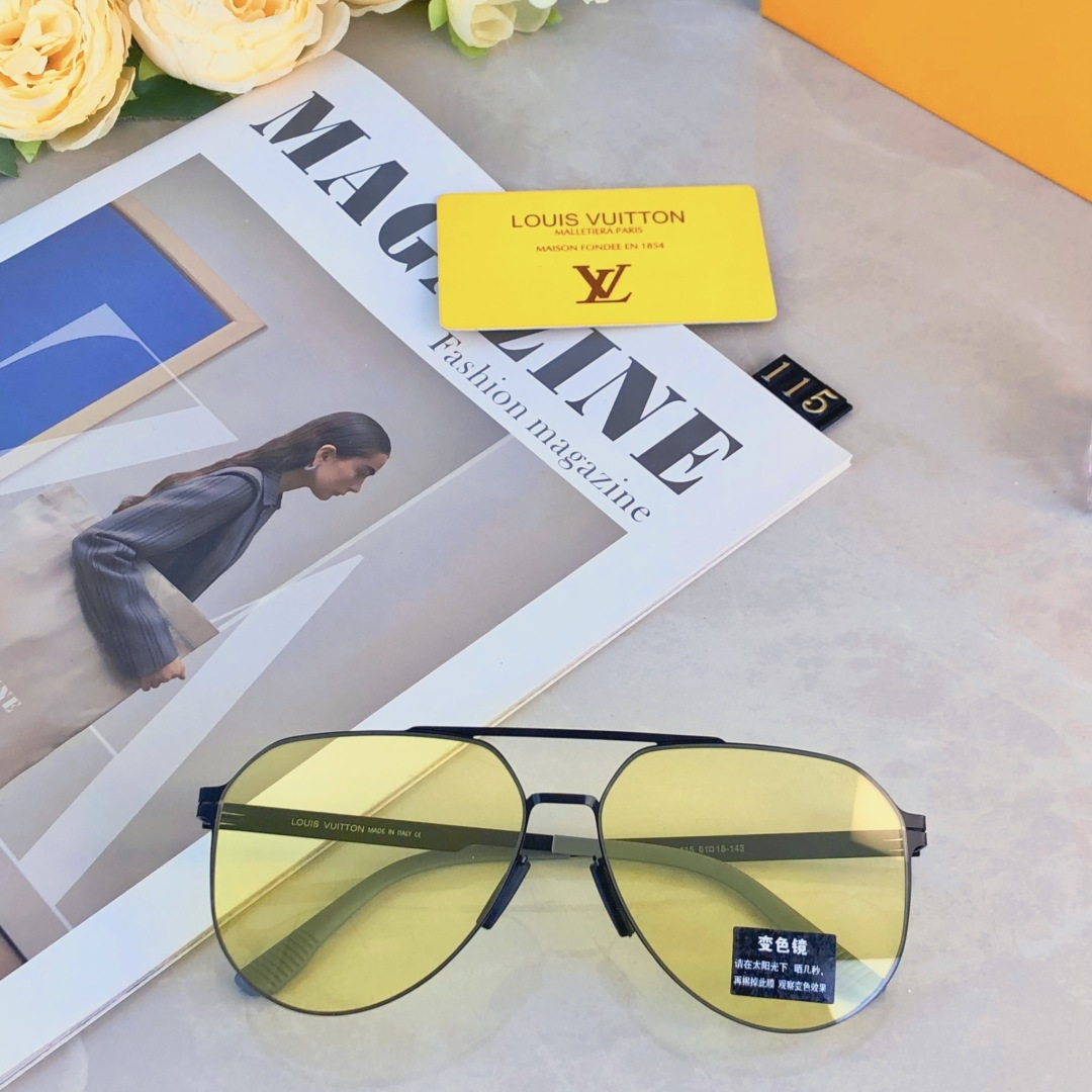 。。Louis vuitto*经典尼龙偏光不锈钢墨镜 复古飞行员墨镜超弹无螺丝蛤蟆镜