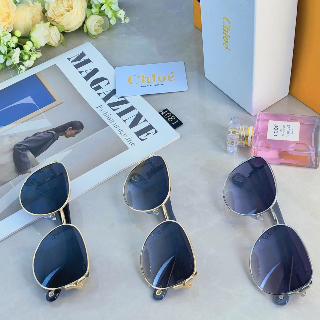 。。Chlo*复古轻奢金属猫眼女士太阳镜防紫外线个性街拍时尚单品墨镜高级感