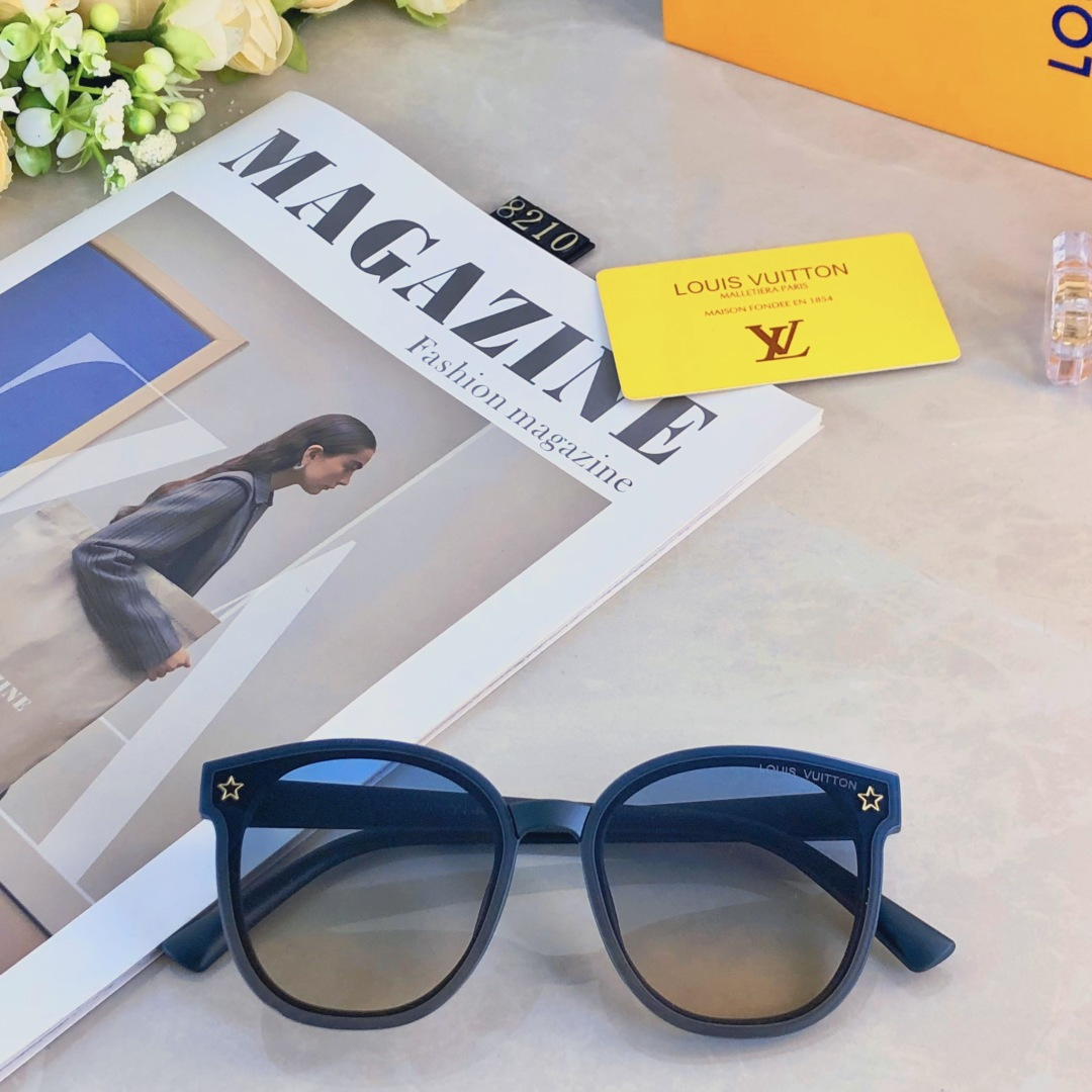 。。Louis vuitto*韩版大脸复古太阳镜男潮网红素颜街拍黑色墨镜防紫外线高清尼龙片
