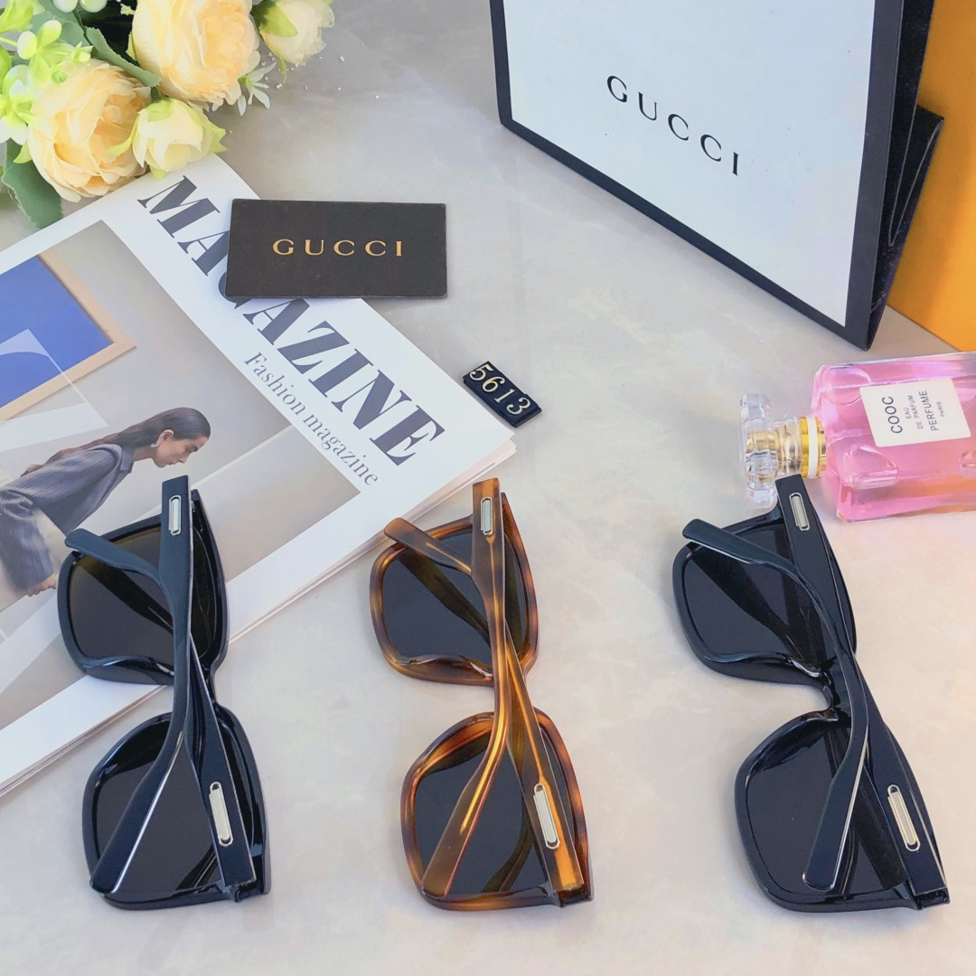 。。Gucc*新款潮流百搭墨镜男女同款2025显高级感显瘦太阳眼镜曲面镜片