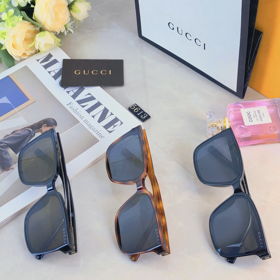 。。Gucc*新款潮流百搭墨镜男女同款2025显高级感显瘦太阳眼镜曲面镜片