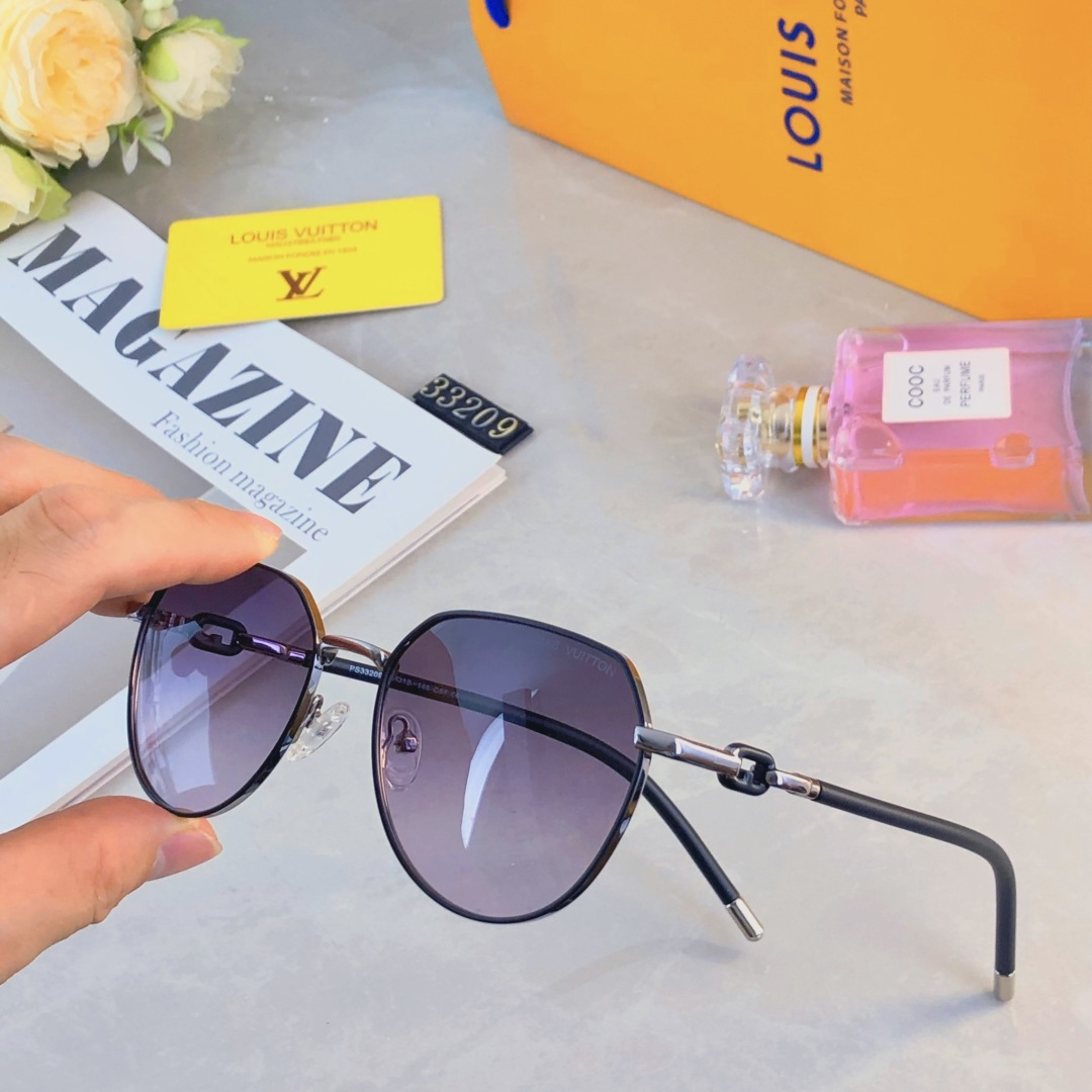 。。Louis vuitto*新款高级感偏光太阳镜女素颜ins风遮阳防晒墨镜潮款金属太阳眼镜