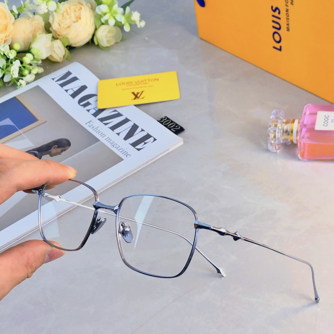 。。Louis vuitto*明星檀健次同款女小脸银丝眼镜框近视可配度数复古纯钛方框眼镜架