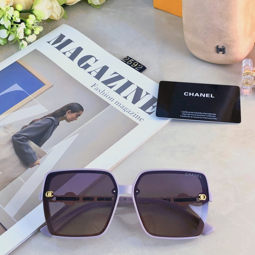 。。Chane*2025新款女潮小香儿轻奢百搭偏光墨镜防强光网红大框高颜值太阳镜